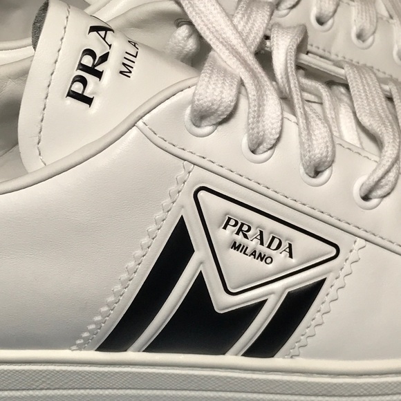 PRADA Calzature Donna Logo Stripe Leather Sneakers - Picture 5 of 13